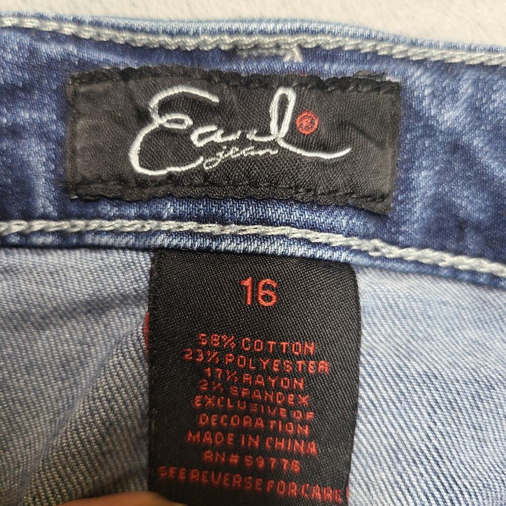 Earl Jean Jeans Womens 16 Blue Bootcut Slim Boot Mid Rise Light Wash - Picture 3 of 11